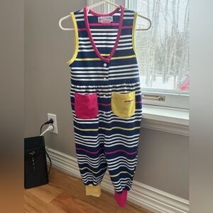Vintage Gymboree Striped Romper Colorful Pockets X-Small 80s 90s